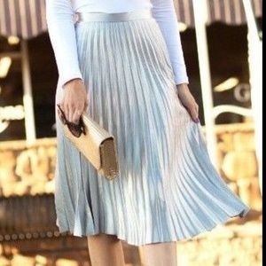 H&M Silver Metallic Pleated Skirt 12